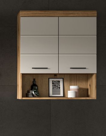 Badezimmer H�ngeschrank Shawn in Sand Kaschmir und Evoke Eiche Badschrank h�ngend 74 x 79 cm
