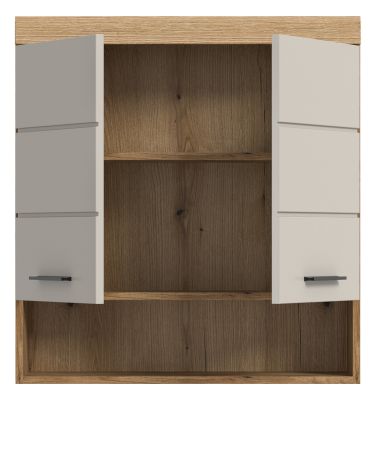 Badezimmer H�ngeschrank Shawn in Sand Kaschmir und Evoke Eiche Badschrank h�ngend 74 x 79 cm