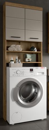 Waschmaschinenschrank Shawn in Sand Kashmir und Evoke Eiche Waschmaschinen �berbau 63 x 191 cm