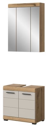 Badm�bel Set 2-teilig Shawn in Sand Kashmir und Evoke Eiche Badkombination 60 x 191 cm