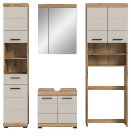 Badm�bel Set 4-teilig Shawn in Sand Kashmir und Evoke Eiche Badkombination 190 x 191 cm