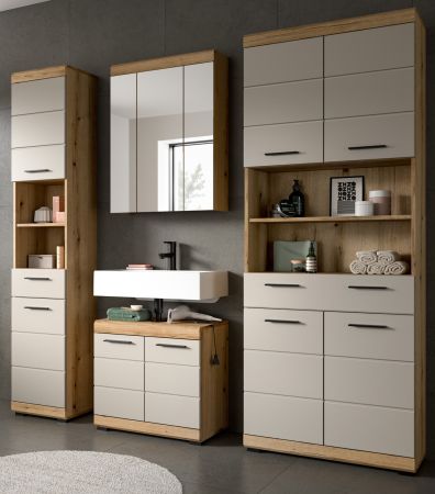 Badm�bel Set 4-teilig Shawn in Sand Kashmir und Evoke Eiche Badkombination 200 x 191 cm