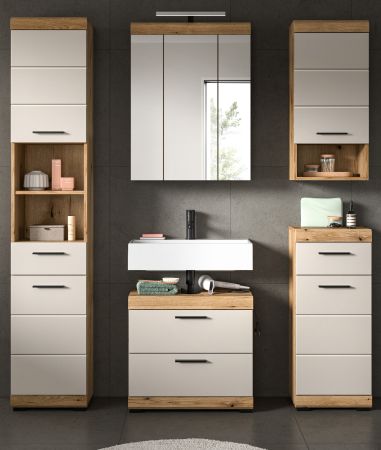 Badm�bel Set 5-teilig Shawn in Sand Kaschmir und Evoke Eiche Badkombination 164 x 191 cm