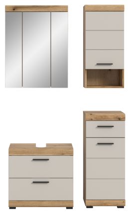 Badm�bel Set 4-teilig Shawn in Sand Kashmir und Evoke Eiche Badkombination 112 x 191 cm