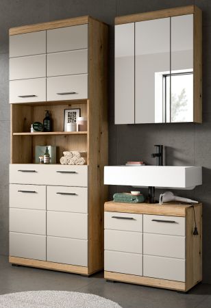 Badm�bel Set 3-teilig Shawn in Sand Kaschmir und Evoke Eiche Badkombination 149 x 191 cm
