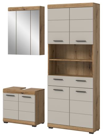 Badm�bel Set 3-teilig Shawn in Sand Kaschmir und Evoke Eiche Badkombination 149 x 191 cm