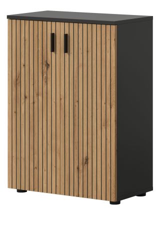 Badezimmer Kommode Livia in Artisan Eiche und grau Badschrank 60 x 81 cm