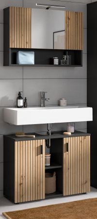 Badm�bel Set 2-teilig Livia in Artisan Eiche und grau Badkombination 80 x 180 cm