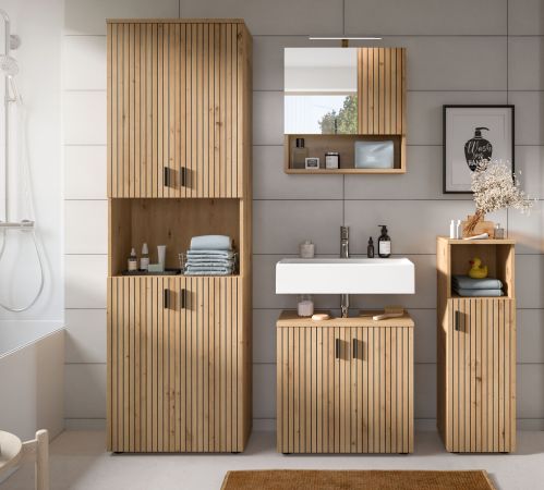 Waschbeckenunterschrank Livia in Artisan Eiche Badezimmer Unterschrank 60 cm