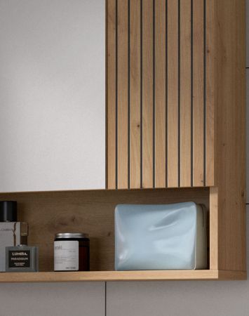 Badezimmer Spiegelschrank Livia in Artisan Eiche Badschrank mit Spiegel 54 cm