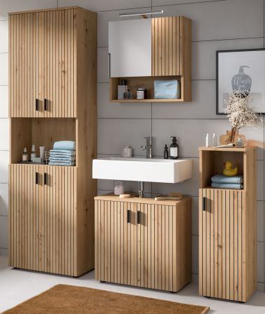 Badezimmer Spiegelschrank Livia in Artisan Eiche Badschrank mit Spiegel 54 cm