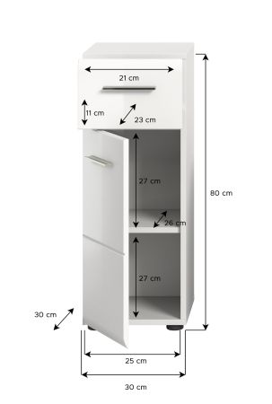 Badezimmer Kommode Cover in wei� Hochglanz Badkommode 30 x 80 cm