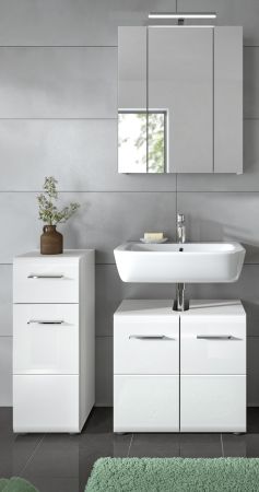 Badm�bel Set 3-teilig Cover in wei� Hochglanz Badkombination 105 x 185 cm