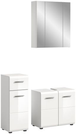 Badm�bel Set 3-teilig Cover in wei� Hochglanz Badkombination 105 x 185 cm