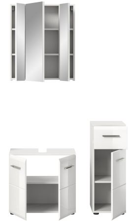 Badm�bel Set 3-teilig Cover in wei� Hochglanz Badkombination 105 x 185 cm