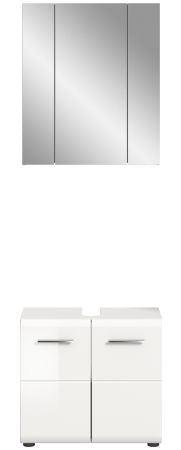 Badm�bel Set 2-teilig Cover in wei� Hochglanz Badkombination 60 x 185 cm