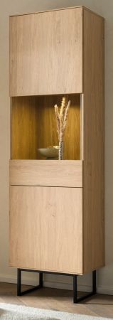 Vitrine Breda in Stone Eiche Vitrinenschrank 58 x 200 cm, mit Push-to-Open