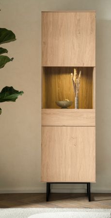 Vitrine Breda in Stone Eiche Vitrinenschrank 58 x 200 cm, mit Push-to-Open