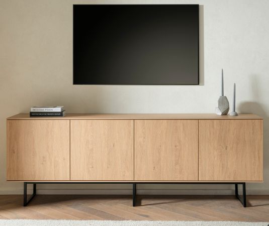 TV-Lowboard Breda in Stone Eiche 200 x 70 cm, mit Push-to-Open und Komforth�he