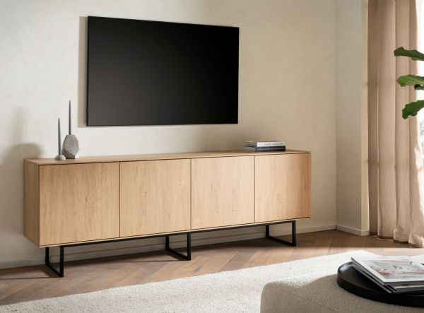TV-Lowboard Breda in Stone Eiche 200 x 70 cm, mit Push-to-Open und Komforth�he