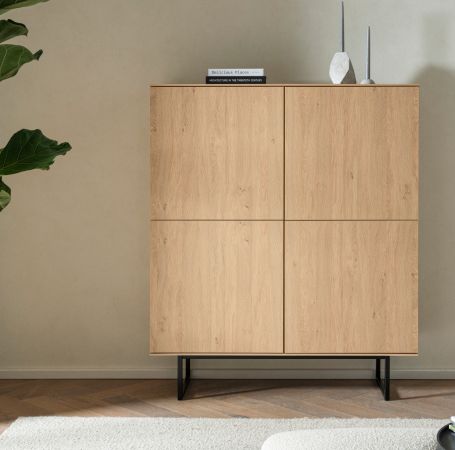 Highboard Breda in Stone Eiche Kommode 115 x 137 cm, mit Push-to-Open