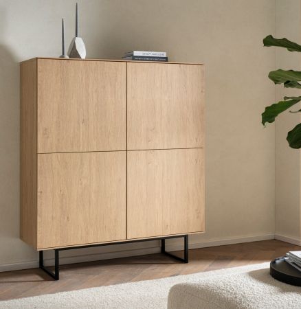 Highboard Breda in Stone Eiche Kommode 115 x 137 cm, mit Push-to-Open