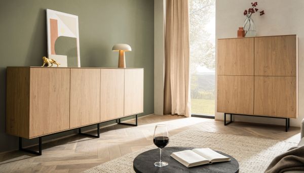 Highboard Breda in Stone Eiche Kommode 115 x 137 cm, mit Push-to-Open