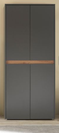Schuhschrank Center in grau matt und Wotan Eiche Flurschrank 85 x 195 cm