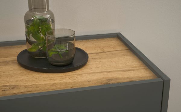 Garderobe Set 2-teilig Center in grau matt und Wotan Eiche Garderobenkombination 180 x 195 cm