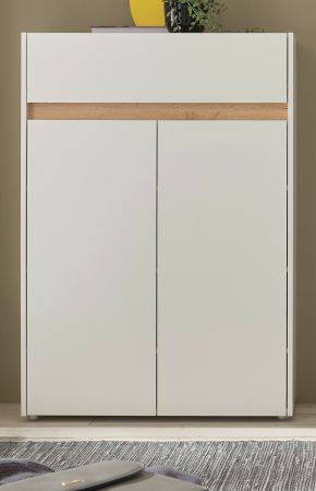 Schuhschrank Center in wei� und Wotan Eiche Flurkommode 85 x 122 cm