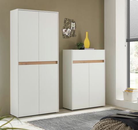 Garderobe Set 2-teilig Center in wei� und Wotan Eiche Garderobenkombination 180 x 195 cm