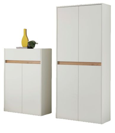Garderobe Set 2-teilig Center in wei� und Wotan Eiche Garderobenkombination 180 x 195 cm