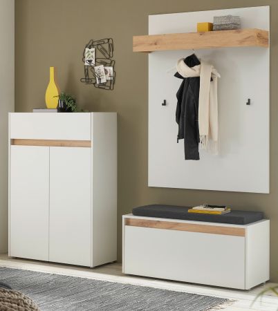 Garderobe Set 4-teilig Center in wei� und Wotan Eiche Garderobenkombination 195 x 200 cm