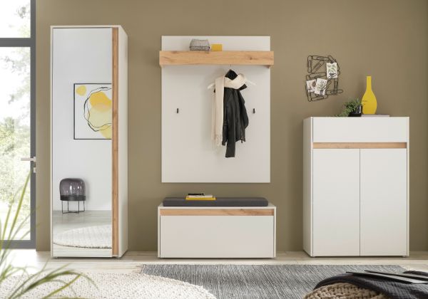 Garderobe Set 5-teilig Center in wei� und Wotan Eiche Garderobenkombination 265 x 200 cm
