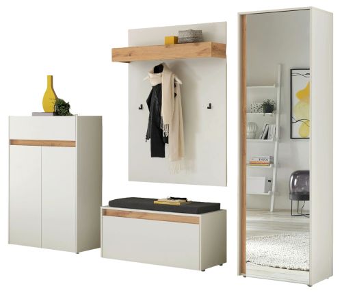 Garderobe Set 5-teilig Center in wei� und Wotan Eiche Garderobenkombination 265 x 200 cm