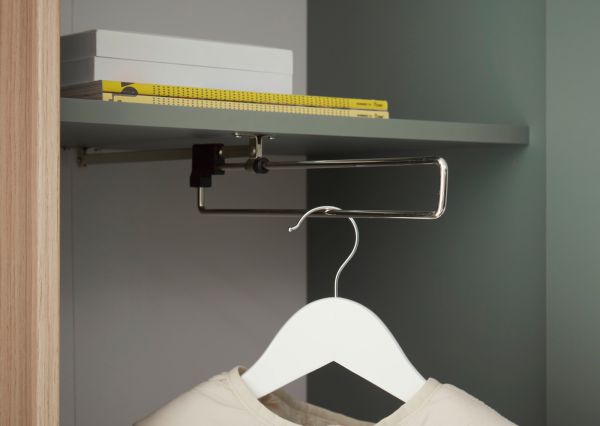 Garderobenschrank Center in Salbei und Barista Eiche Flurschrank mit Spiegel 60 x 200 cm