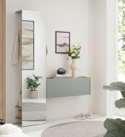 Garderobe Set 2-teilig Center in Salbei und Barista Eiche Garderobenkombination 150 x 200 cm