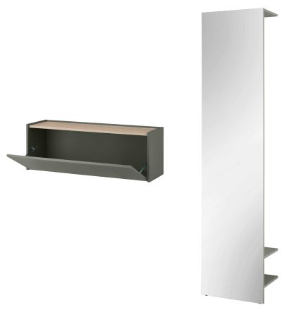Garderobe Set 2-teilig Center in Salbei und Barista Eiche Garderobenkombination 150 x 200 cm