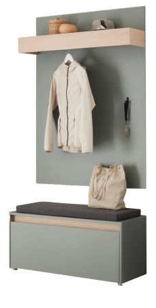 Garderobe Set 3-teilig Center in Salbei und Barista Eiche Garderobenkombination 100 x 200 cm