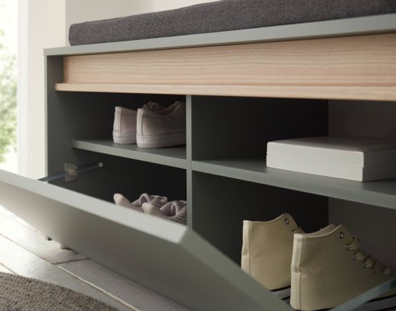 Garderobe Set 5-teilig Center in Salbei und Barista Eiche Garderobenkombination 190 x 200 cm