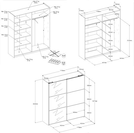 Kleiderschrank Swing in wei� Schiebet�renschrank 2-t�rig mit Spiegel 178 x 203 cm, Soft-Close