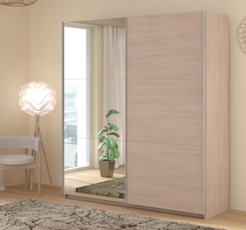 Kleiderschrank Swing in Jackson Eiche Schiebet�renschrank 2-t�rig mit Spiegel 178 x 203 cm, Soft-Close