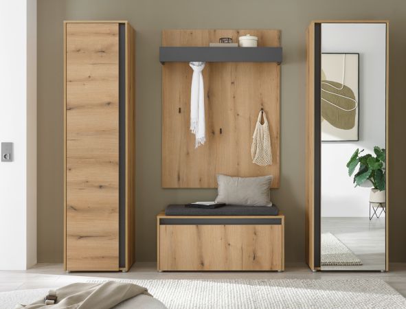 Schuhschrank Center in Evoke Eiche und grau Flurschrank 50 x 200 cm