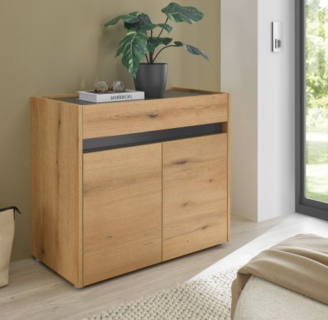 Schuhschrank Center in Evoke Eiche und grau Flurkommode 80 x 70 cm