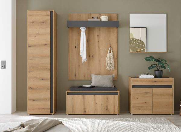 Garderobenpaneel Center in Evoke Eiche und grau Wandgarderobe 100 x 135 cm