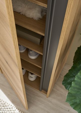 Garderobe Set 6-teilig Center in Evoke Eiche und grau Garderobenkombination 260 x 200 cm