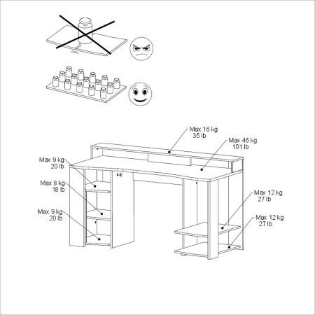 Gamingtisch Meta in Eiche und schwarz Gamer Schreibtisch inkl. LED mit Farbwechsel 152 cm