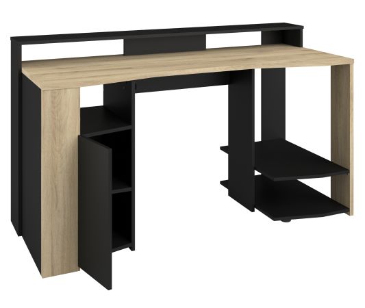 Gamingtisch Meta in Eiche und schwarz Gamer Schreibtisch inkl. LED mit Farbwechsel 152 cm
