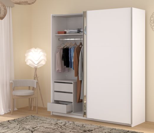 Kleiderschrank Swing in wei� Schiebet�renschrank 2-t�rig mit Spiegel 178 x 203 cm, Soft-Close