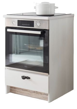 Herdumbauschrank Rovola in wei� Pinie Landhaus K�che Unterschrank 60 cm, Soft-Close